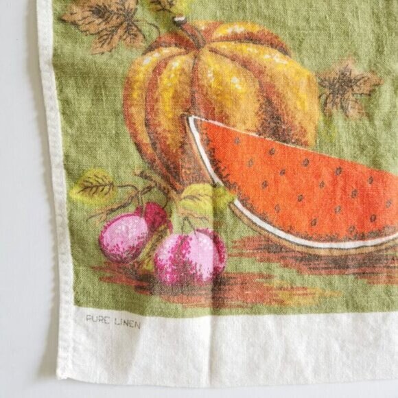 Vintage Fruit Basket Linen Tea Towel, Mid Century Kitchen Decor - Picture 4 of 10